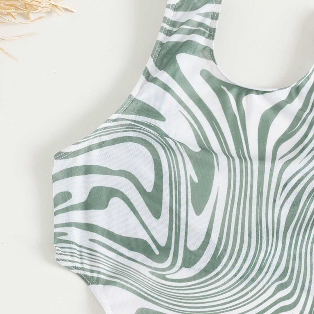 Wholesale Light green zebra print swimsuit three piece set